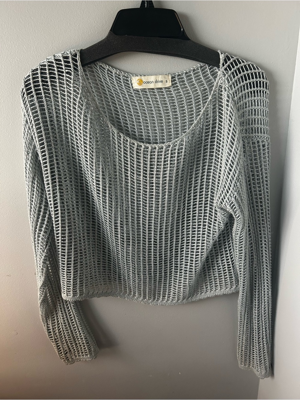 Ocean Drive Light Blue Open-Weave Knit Top